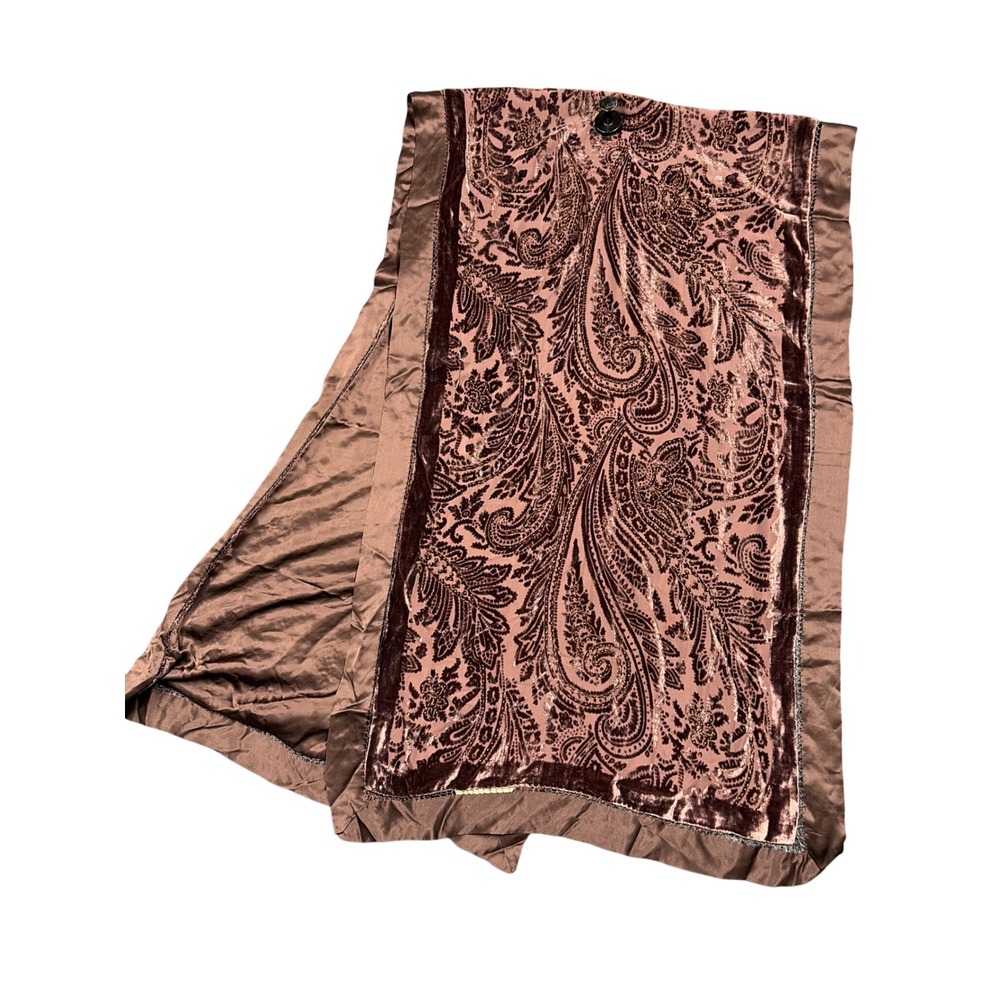 Lord & Taylor Skirt Women S Bronze Paisley Velvet Silk Beaded Wrap Whimsigoth